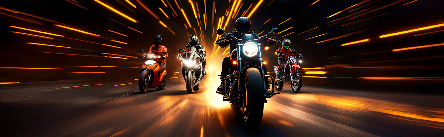 Motorcycles on road - slide 1